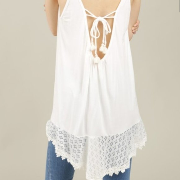 POL White Crochet Cami, Tank-Top: Medium 6/8, NWT. - Picture 5 of 7